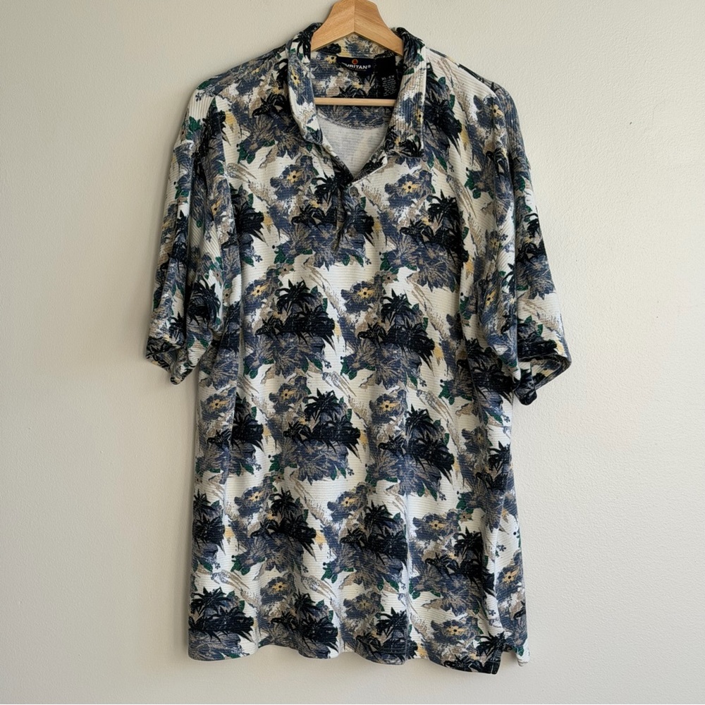 Puritan Special Edition Tropical Print Polo Shirt Short Sleeve XL